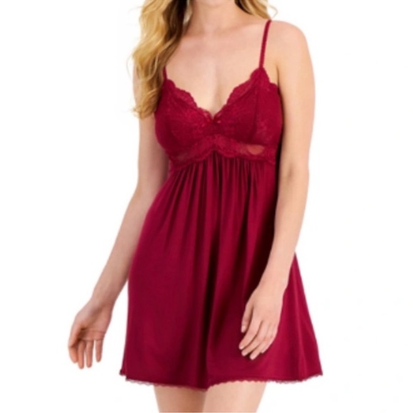 INC International Concepts Lace-Trimmed Knit Chemise Nightgown Rhododendron - Picture 1 of 9